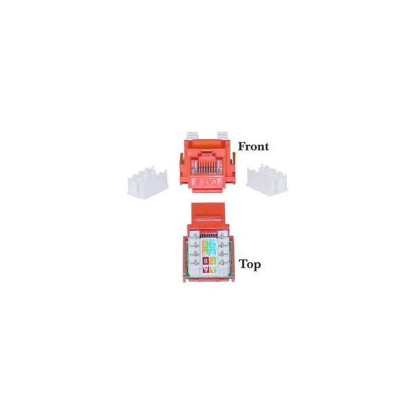 Cable Wholesale Slimline Cat6 Keystone Jack, Orange, RJ45 Female to 110 Punch Down 326-120OR - main
